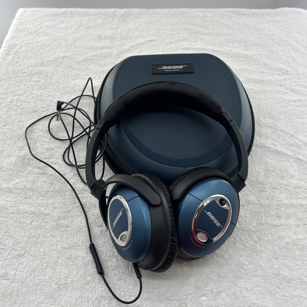 Bose QC15 Quiet Comfort 15 Noise Cancel Headphones - Blue Limited Edition-tested